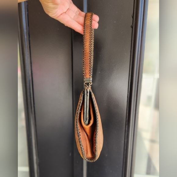 Antique Tooled Leather Purse Floral Design Art Nouveau Turnlock Bag - Picture 7 of 12